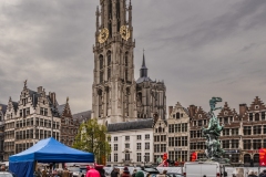Grote Markt with The Cathedral of Our Lady. Largest Gothic Church In Belgium.